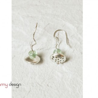 Lotus seed head and green Prehnite earrings